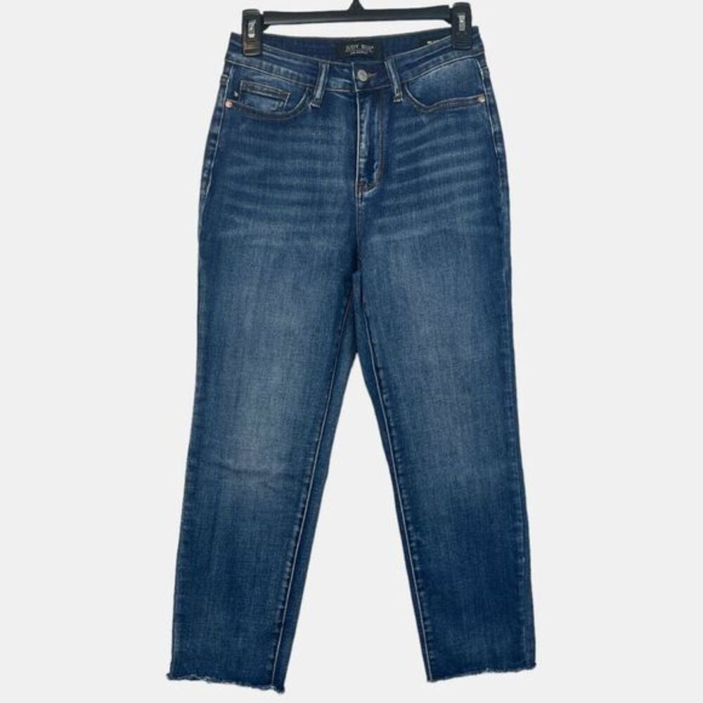 Judy Blue Relaxed High Rise Cropped Women's 3/26 Stretch Denim Blue Jeans